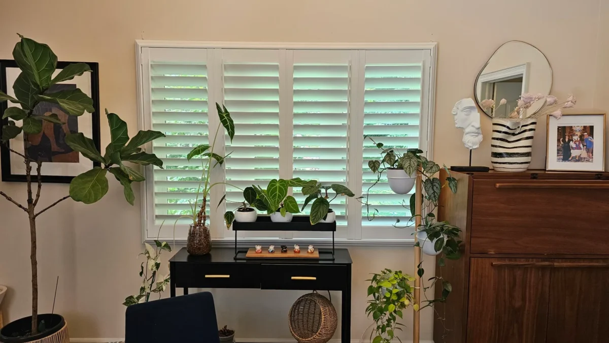 Modern window shutters providing light control, privacy, and a stylish interior finish